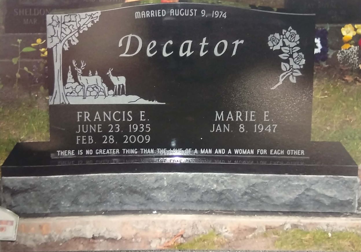 Engraved flat grave marker by Kienitz-Nix Memorials